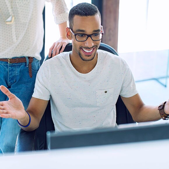 Businessman sitting in data center