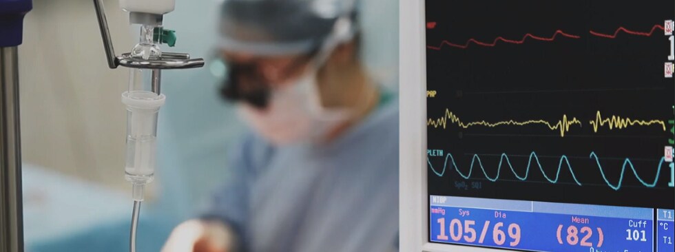 Vital stats screen and IV drip