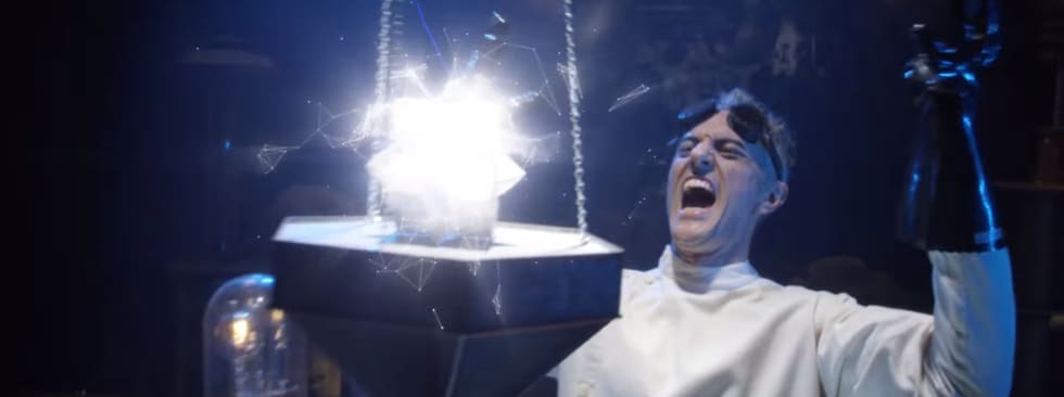 Mad scientist doing experiment 