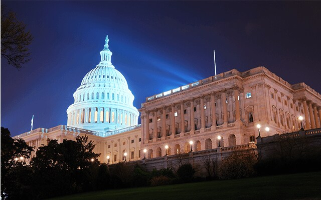DC Federal Capitol Building at Night