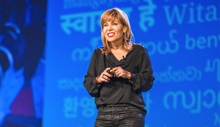 Woman speaking at a Dell Technologies event
