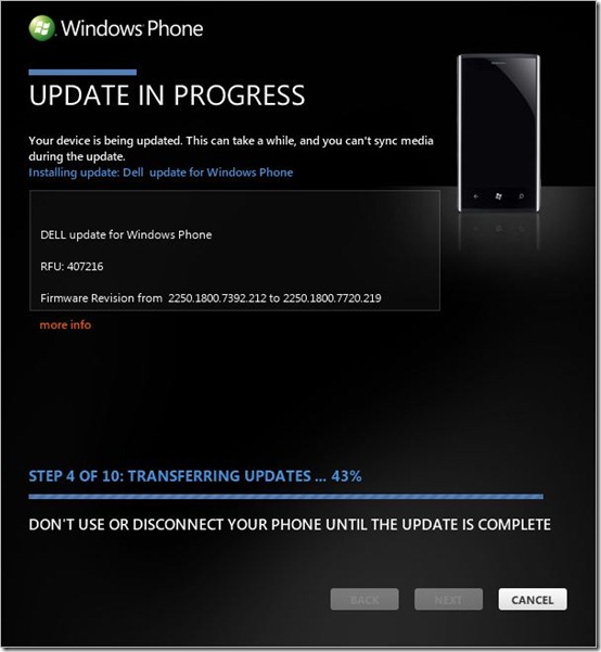 Windows Phone 7.5 (Mango) update screen #3