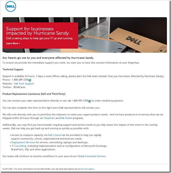 Dell Support for those affected by Hurricane Sandy