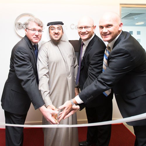 Dell executives cut ribbon at opening ceremony for Dubai Solutions Center