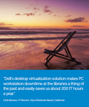 Beach sunset with a quote from Dell customer