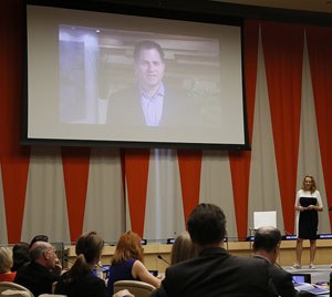 Michael Dell on screen at UN Foundation Global Accelerator 2014