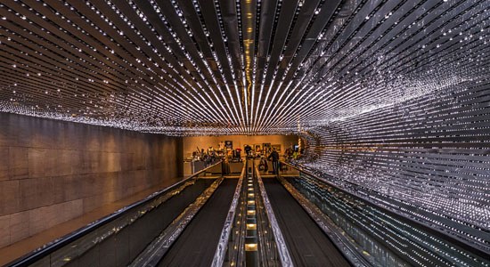 Photo of the tunnel connecting the East and West Wings of the National Gallery of Art.