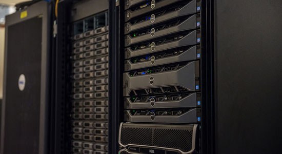 Dell servers in a data center rack