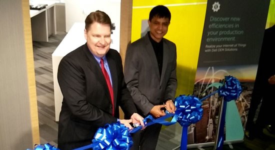 Cutting the ribbon to open the Dell IoT lab in Singapore