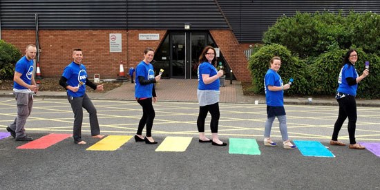 Dell Limerick employees created a colorful Abby Road style pedestrian crossing during Pride month