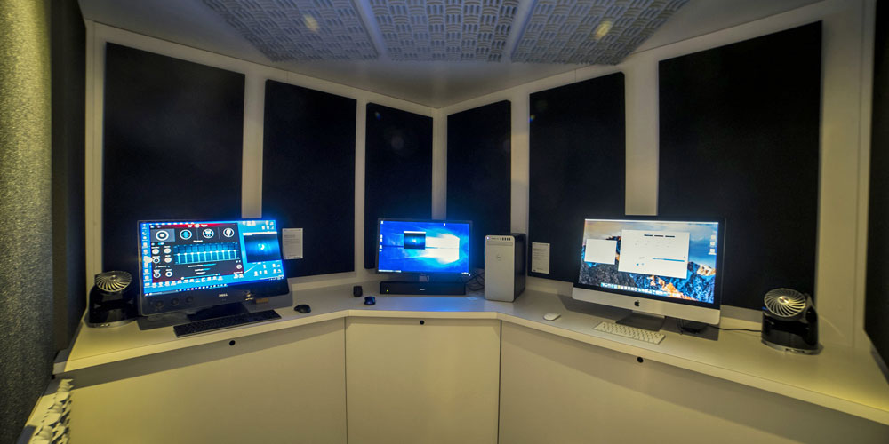 Dell XPS 27 All-in-One inside the sound booth at the Dell Experience at CES 2017