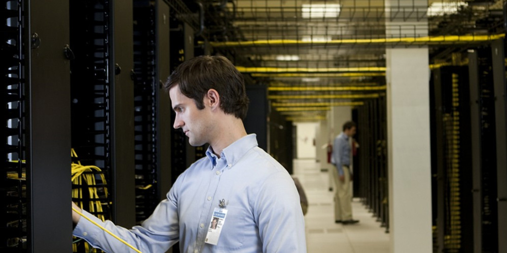 man standing in data center