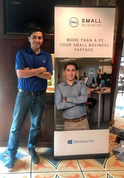 Mario DeLapena with Dell advertisement that features his image