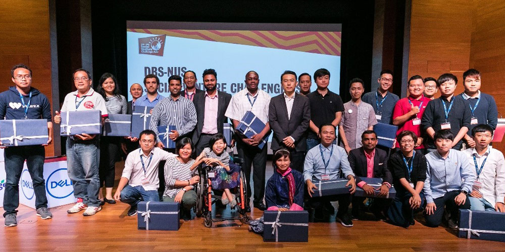 group photo at the DBS-NUS SVC Asia awards ceremony