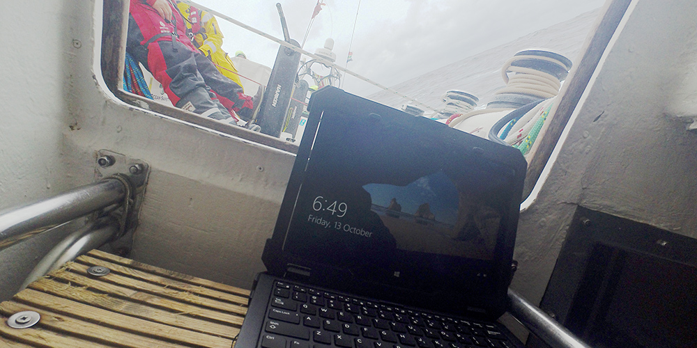 Dell Latitude Rugged laptop inside clipper ship