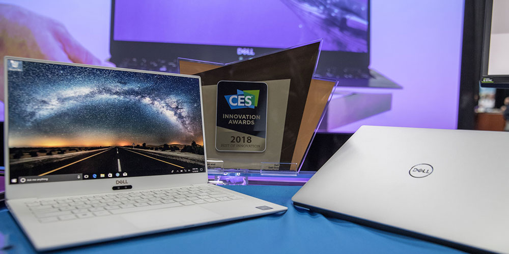 Dell XPS 13 laptops on display at CES 2018