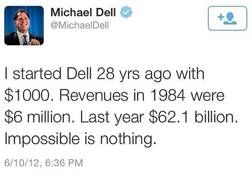 tweet from Michael Dell in 2012