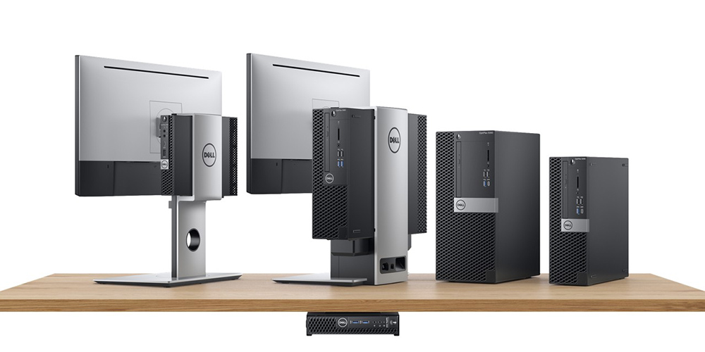 group of several Dell Optiplex tower desktop computers