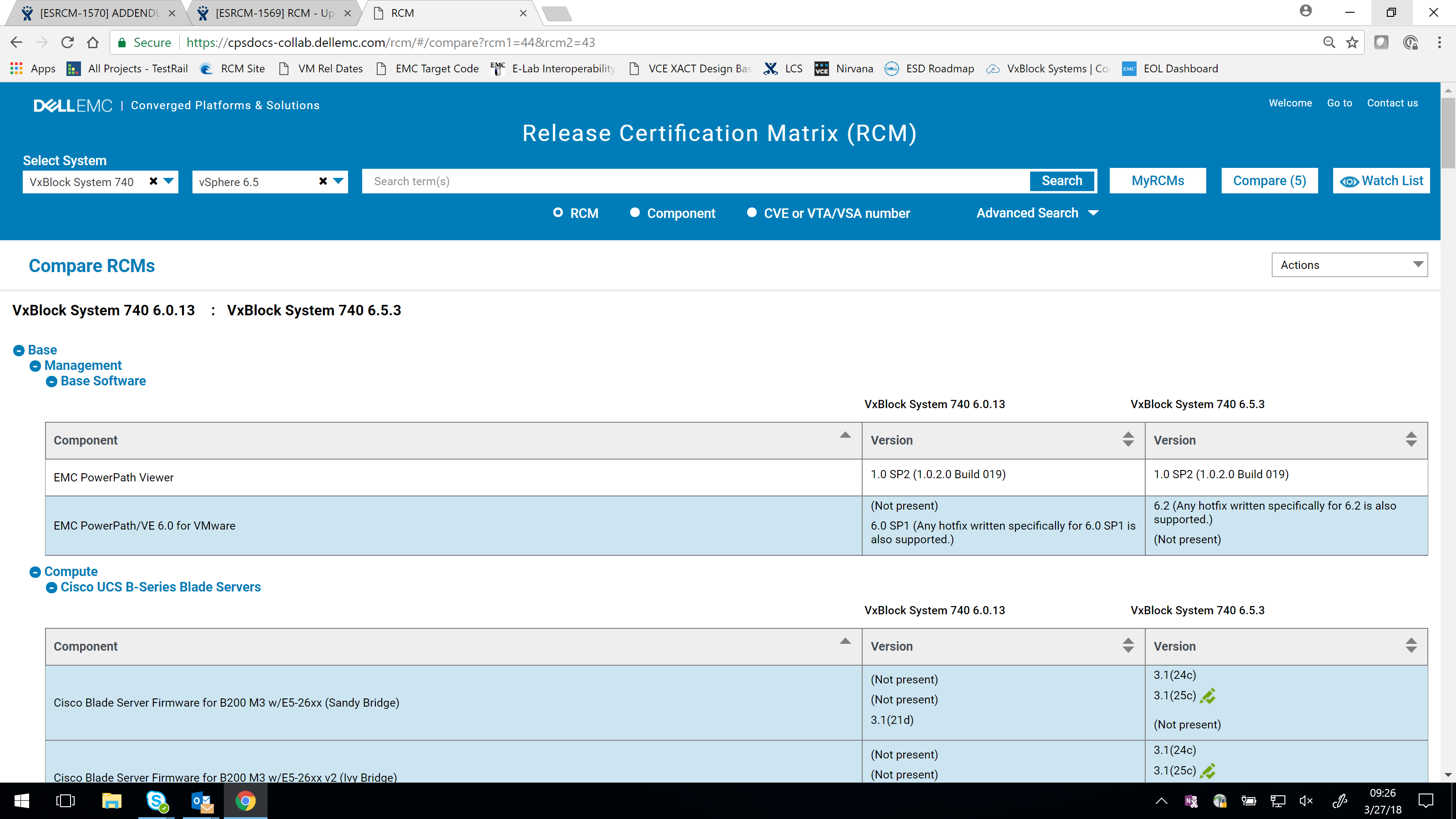 Figure 1: RCM compare functionality allows users to display two RCMs and highlight changes quickly. 