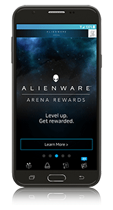 home screen of the Alienware Arena mobile app on a smartphone