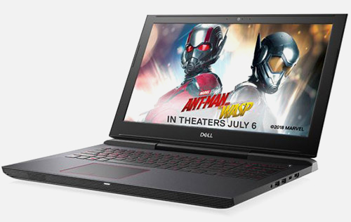 Dell Gaming laptop with Ant-Man and The Wasp promo on screen
