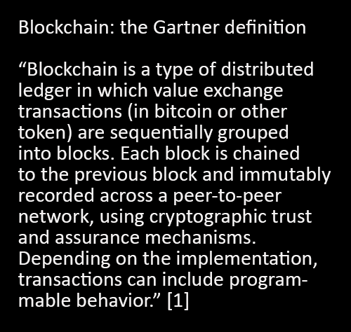 Gartner definition of blockchain