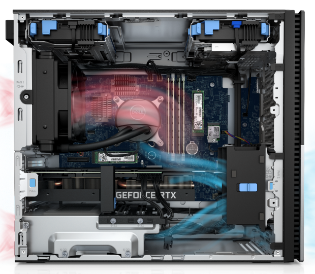 Dell XPS 8950 Desktop Liquid Cooling interior photo.