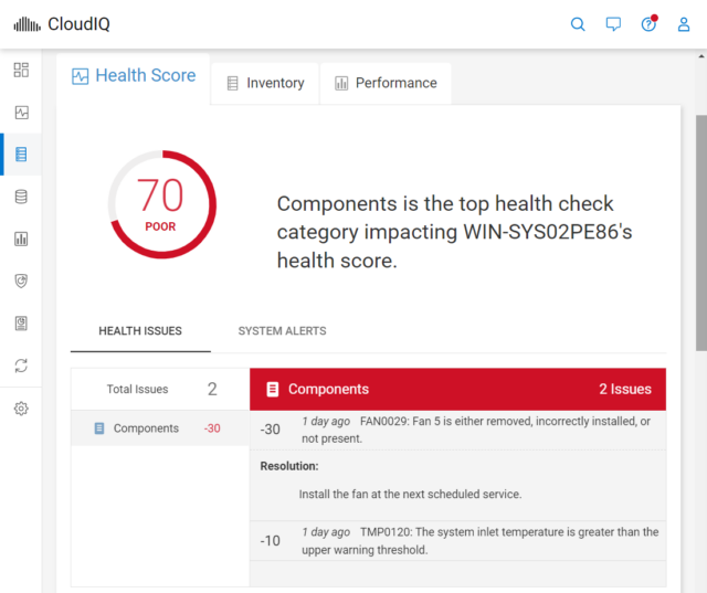 Cloud IQ Single Server Health View
