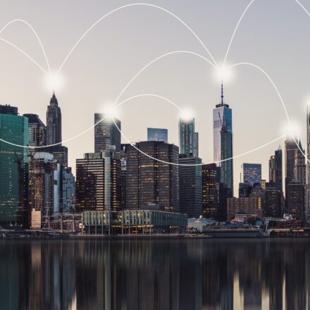 Manhattan in New York City, connected by 5G technology.