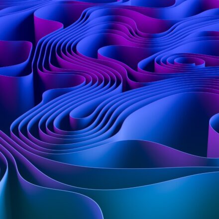 Abstract image in purple of wave patterns.