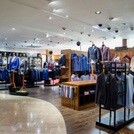 Interior of a men's clothing retail store.