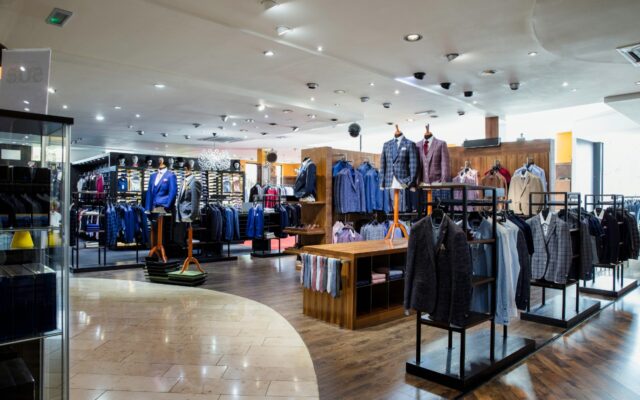 Interior of a men's clothing retail store.