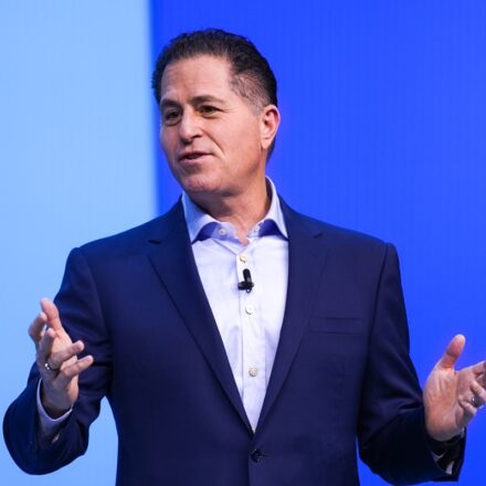 Michael Dell on stage at the 2023 Dell Technologies World Day One Keynote address, in Las Vegas, Nevada, May 22, 2023.